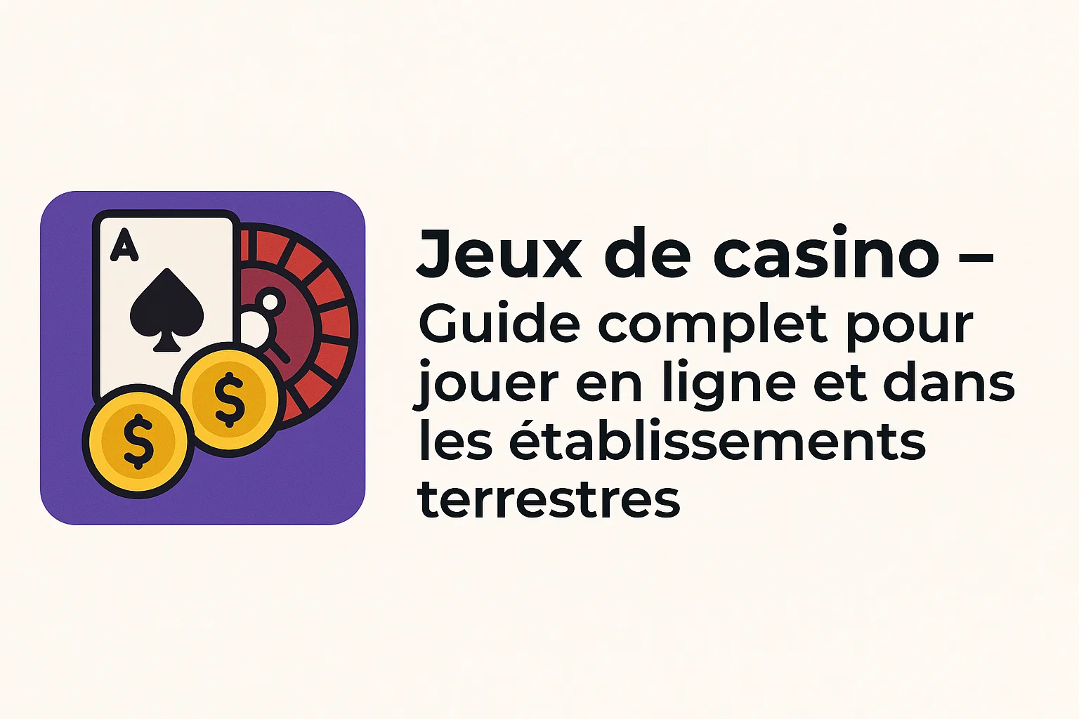Jeux de casino – Guide complet pour jouer en ligne et dans les établissements terrestres